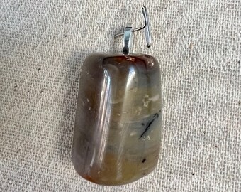 Petrified Wood Necklace / Wood Pendant / Stone Necklace / Women Silver Necklace / Unique Pendant / Boho Jewelry