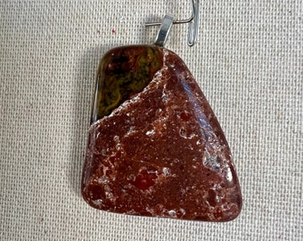 Petrified Wood Necklace / Wood Pendant / Stone Necklace / Women Silver Necklace / Unique Pendant / Boho Jewelry