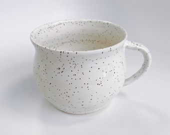 Large Speckled Ceramic Belly Mug - Handmade Pastel Minimal Ceramic Mug
