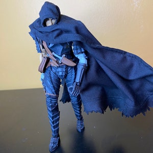 1/12 Scale Black Tattered Cloth Wired Cape With Separate Hood (Wired too)