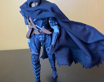 1/12 Scale Black Tattered Cloth Wired Cape With Separate Hood (Wired too)