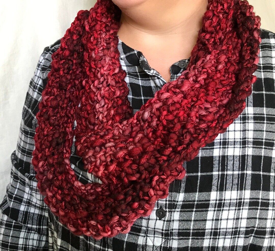 Hand Knit Wool Infinity Scarf - Etsy