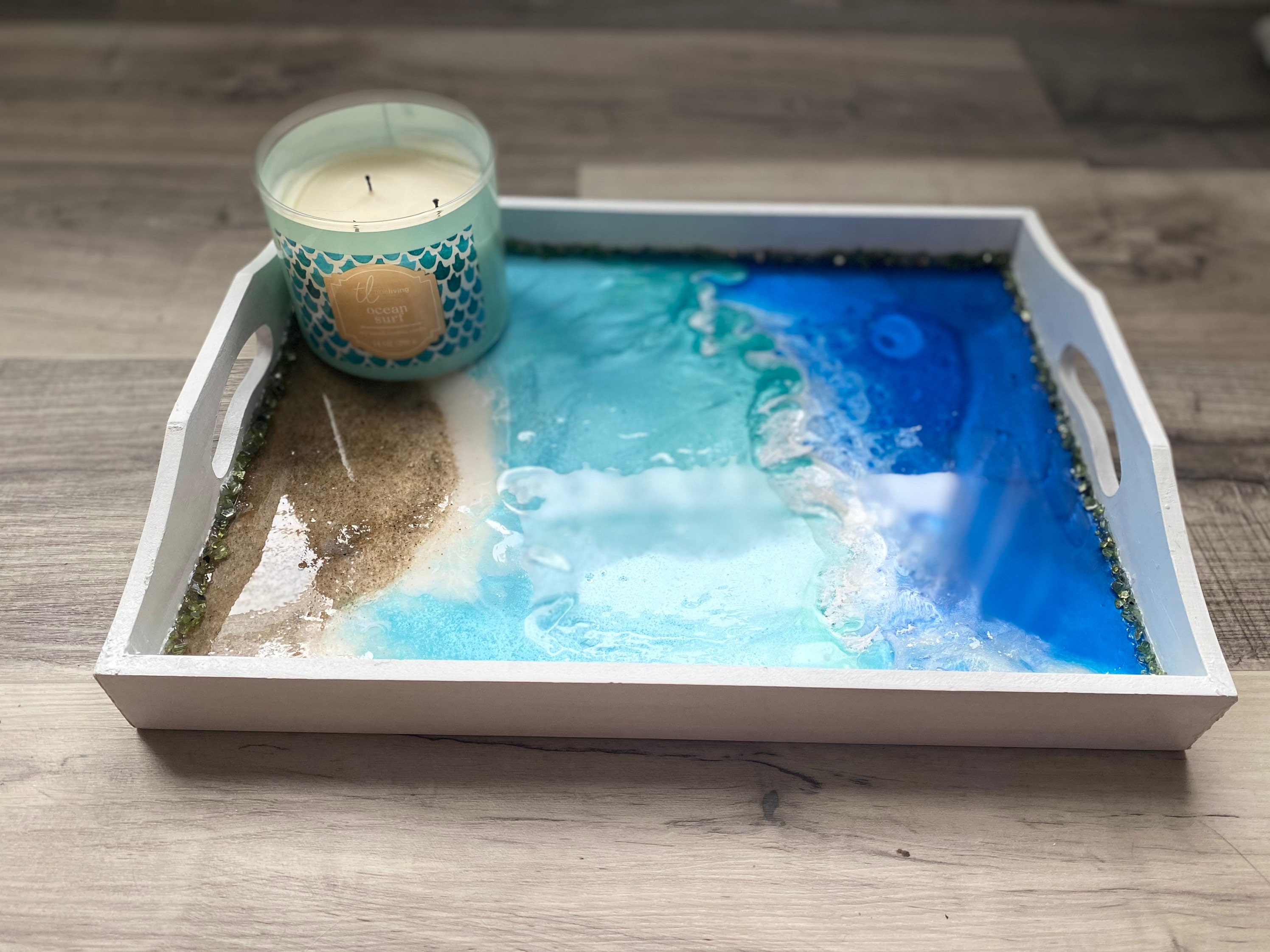 Ocean wave resin tray made to order Etsy