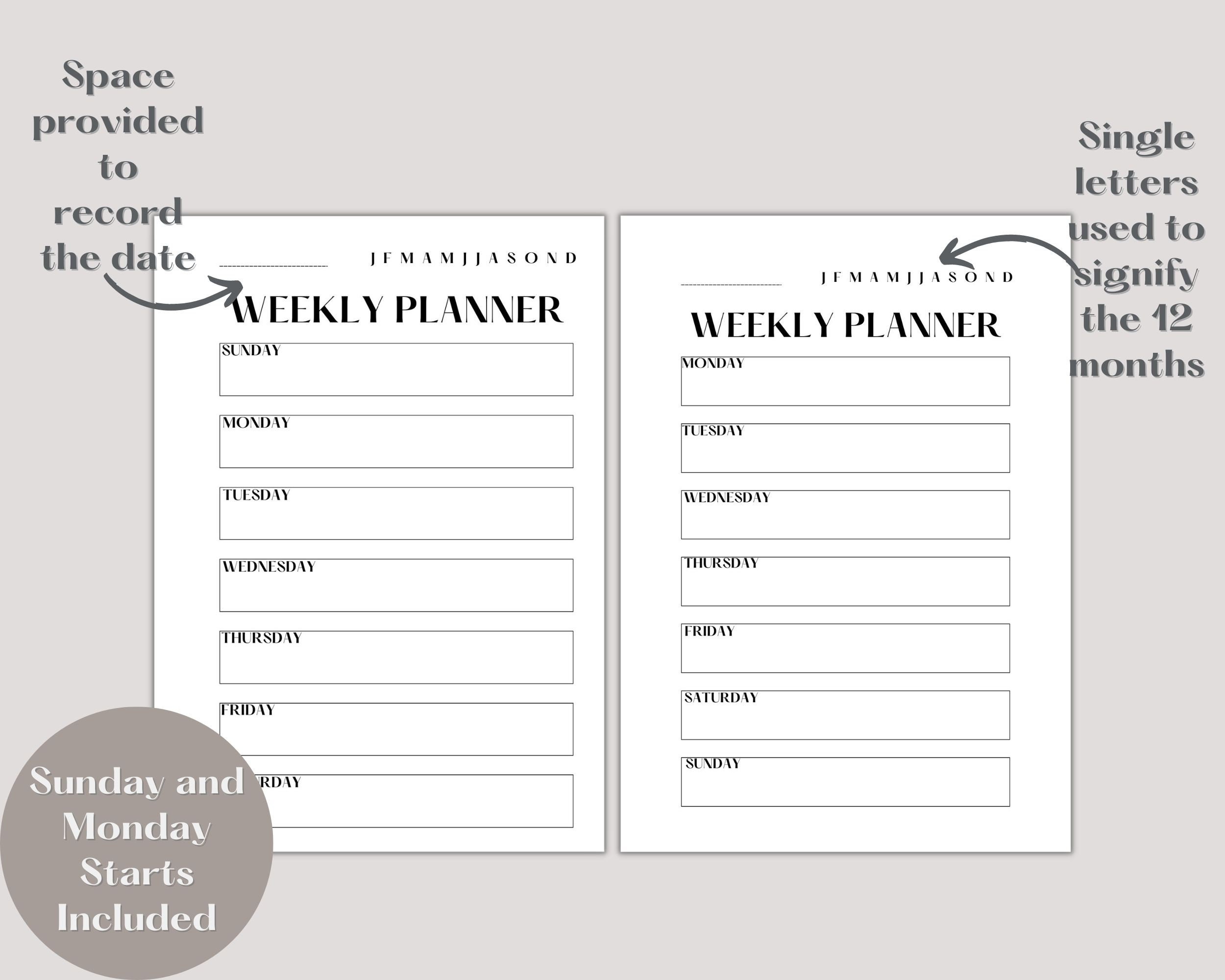 Organiser Weekly Rss Weekly Planner, Printable Weekly Planner, Weekly Organiser, Weekly ...