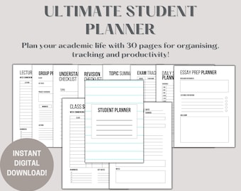 Student Planner, Printable Exam and Study Kit, Exam Planner, School Study Planner and Tracker, Study Log, Exam Tracker and Log, A4/A5 PDF