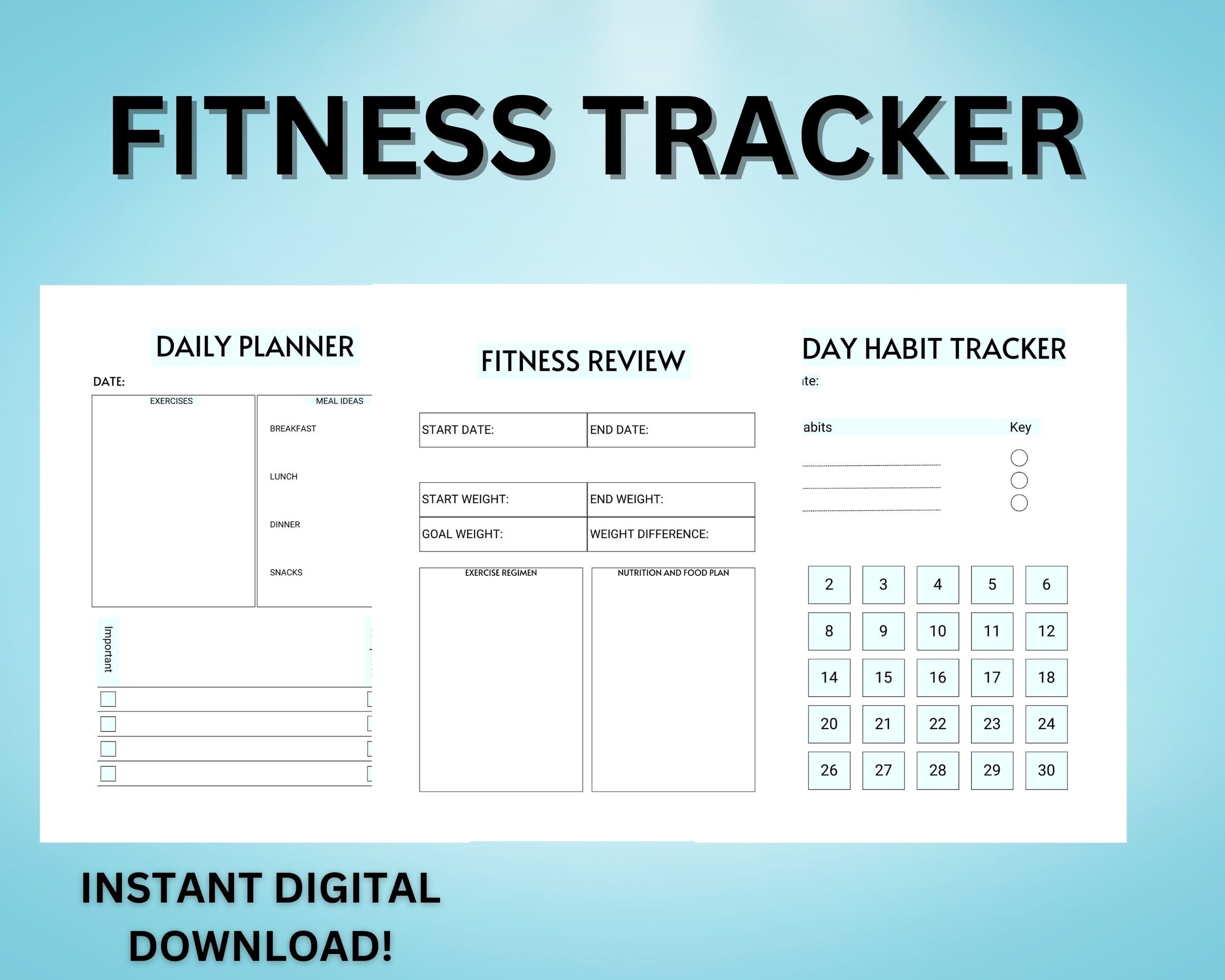 Fittness Tracker, Printable Fitness Planner, Weight Loss Tracker and ...