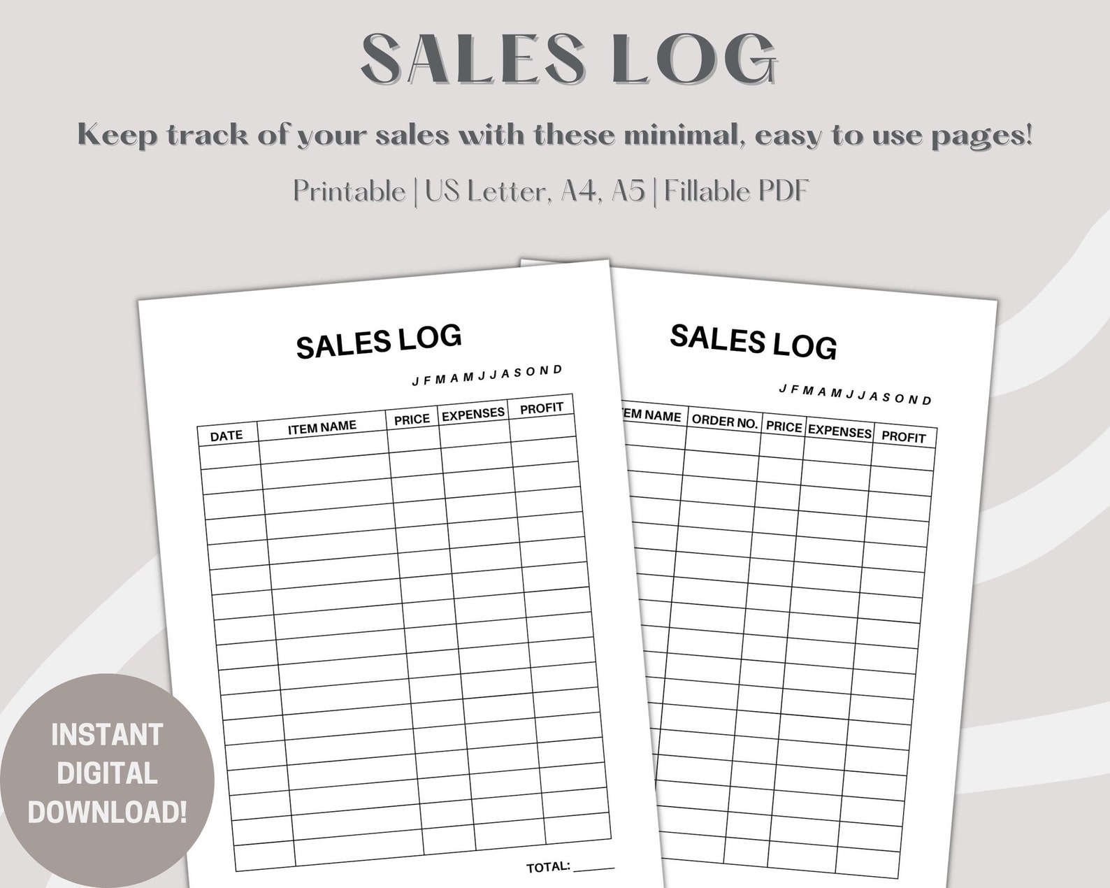 Sales Log, Printable Sales Tracker, Order Tracker, Order Log, Online ...