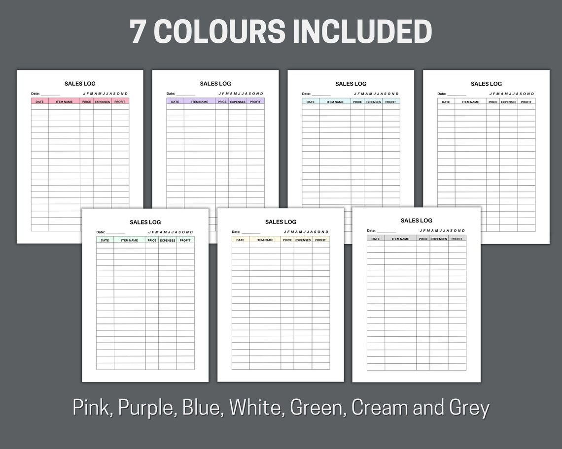 Sales Log, Printable Sales Tracker, Sales Log, Items Log, Profit and ...