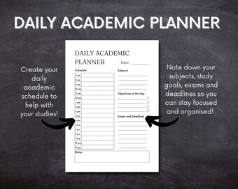 Daily School Planner, Printable Revision Tracker, Study Planner and Organiser, School and Exam Planner, Deadlines Tracker, A4/A5 PDF