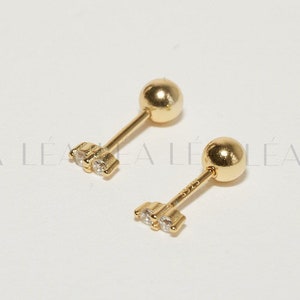 18K Gold Cartilage Stud Earrings • Conch Cartilage Helix Studs • Tragus Studs • Barbell Screw Back • Second Piercing • Gift for Her