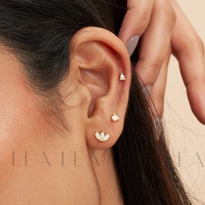 Opal Everyday Stack Set • Dainty Opal Stud • Bridesmaid Gift • Flat Back • Conch Earrings • Cartilage Stud • Gift Ready • Summer Earrings
