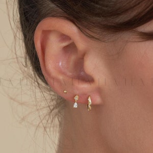Ensemble de boucles d'oreilles créoles en cristal de tous les jours • Ensemble de boucles d'oreilles en or cz • Cadeau pour elle • Cadeau de demoiselle d'honneur • Boucles d'oreilles minimalistes • Prêt à offrir
