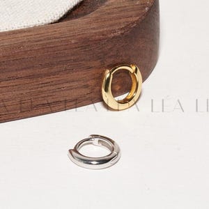 6mm Thick Huggie Hoops • Sterling Silver Thick Hoop Earrings • Everyday Helix Hoops • 18K Gold Huggie • Cartilage hoop • Dome Huggies