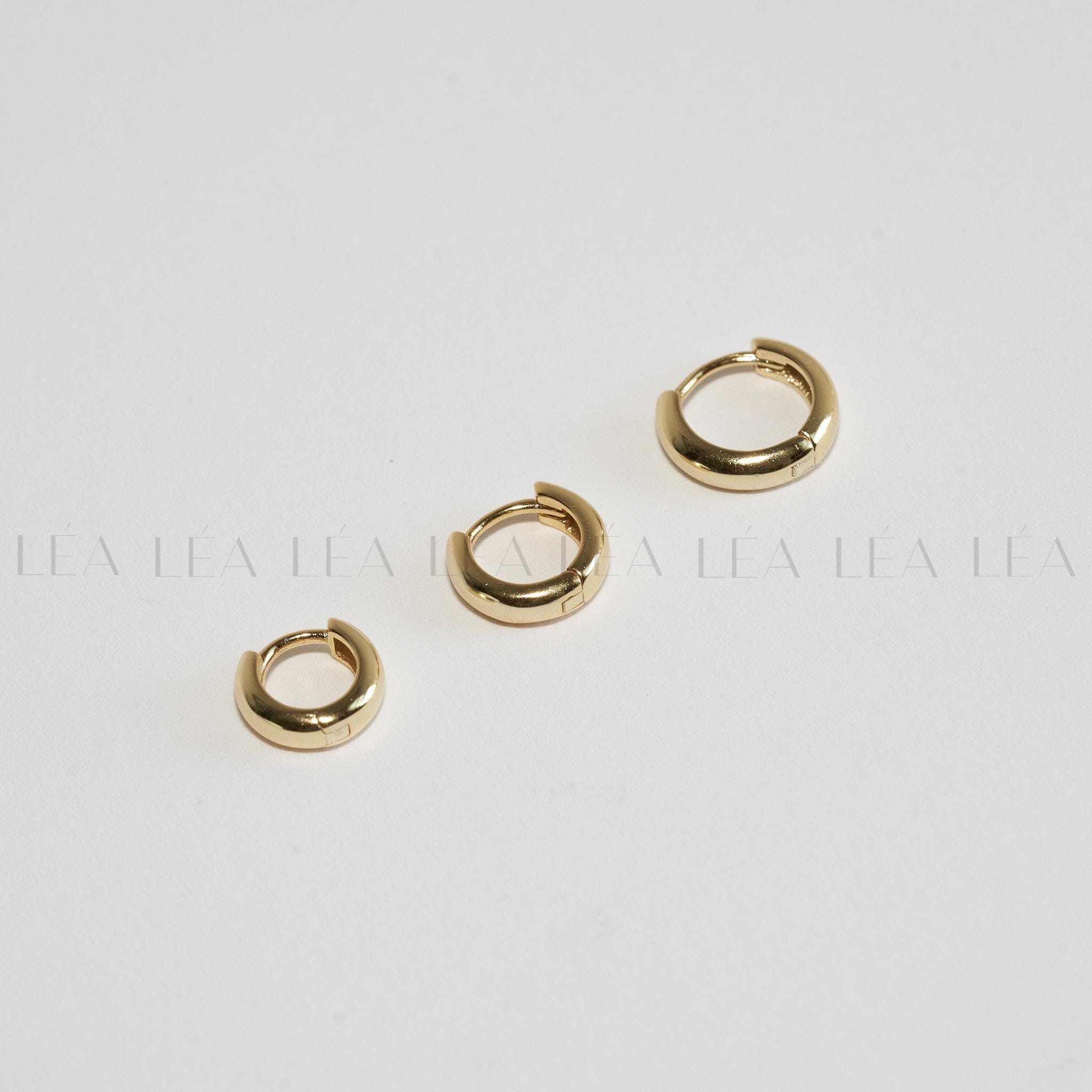 18K Gold Dainty Huggie Hoop Earrings • Thick Rounded Hoop Earrings • Chubby Gold Tiny Huggies • Sterling Silver Everyday Earrings