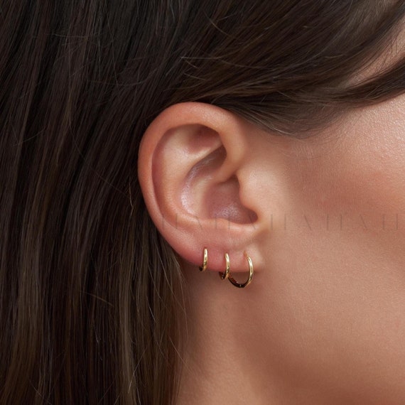 925 Sterling Silver Small Hoop Earrings - 8mm & 10mm Huggie Cartilage Hoops For Women & Men