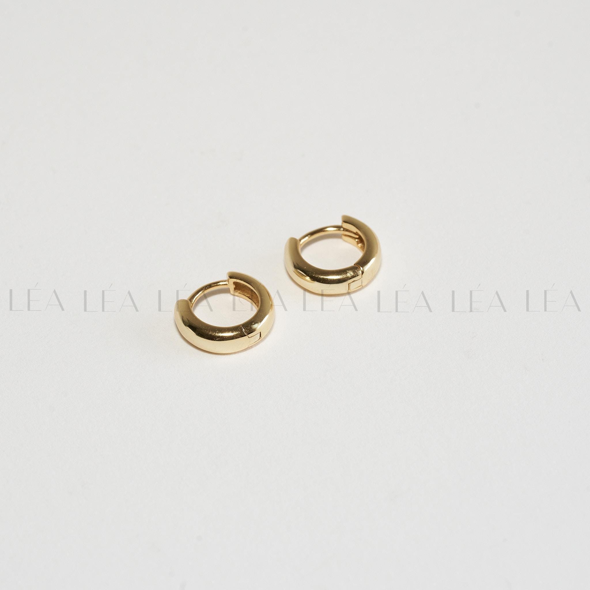 18K Gold Dainty Huggie Hoop Earrings • Thick Rounded Hoop Earrings • Chubby Gold Tiny Huggies • Sterling Silver Everyday Earrings