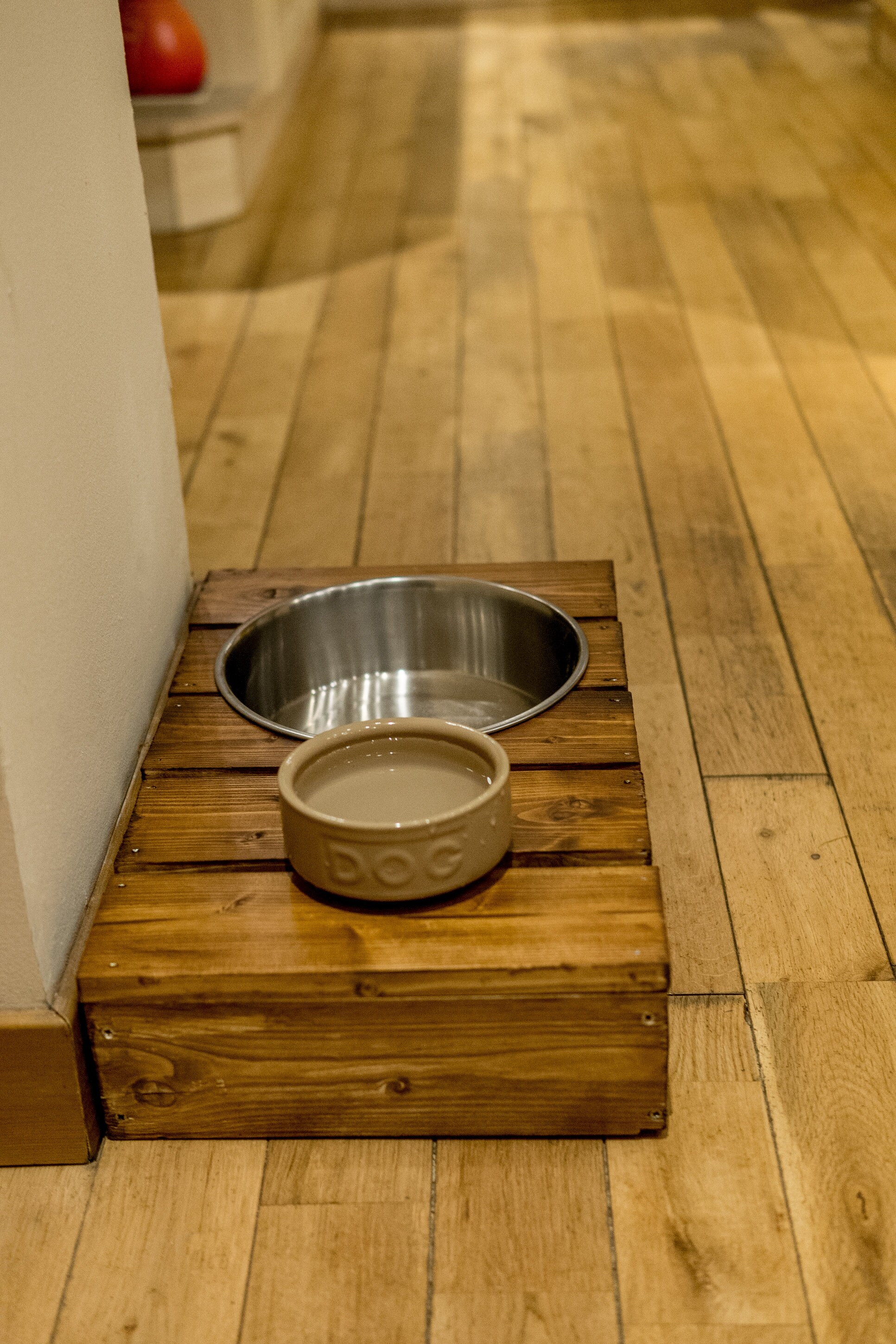Rustic Wooden Dog Food Bowl Holder Etsy