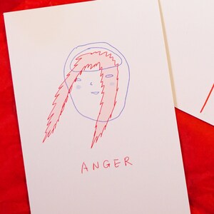 Anger Postcard | Comic | Illustration | Sketch | Print | Art | Humor | Gift | Home Decor