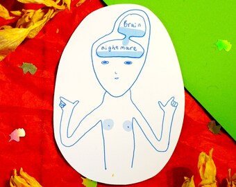 Nightmare Vinyl Sticker | Set of 1 | Comic | Illustration | Sketch | Art | Print | Humor | Gift