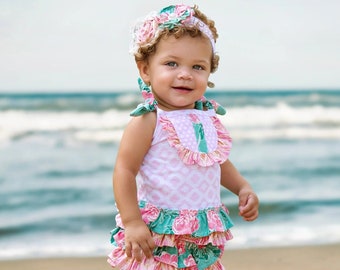 Haute Baby Sleeveless Lily'S Lawn Baby Girls Sets for Diaper Dress Newborn -