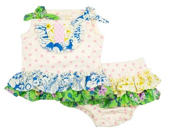 Haute Baby Daisy Bloom Newborn Girls Diaper Sets Sleeveless Infant Newborn-Multicolor