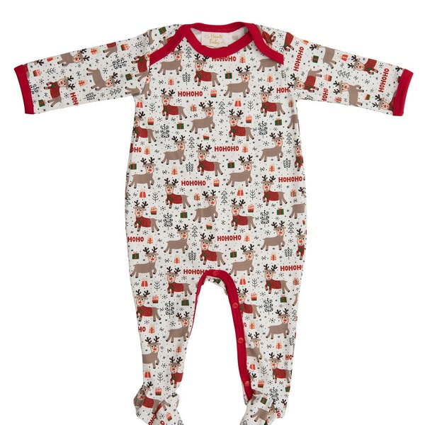 Haute Baby Holiday Magic Play Footed Baby Boy Footie Pajama Infant Size 3-6 Months Newborn - White.