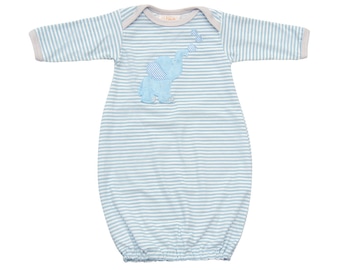 Haute Baby Bubbles Baby Take Me Home Gown Baby Boy Gown Embroidery Patch Outfit Infant Newborn - Blue