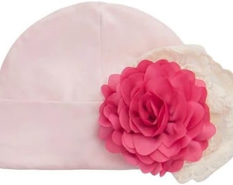 Haute Baby Bandera Blossom Cap Newborn Baby 0-3 Months Pink