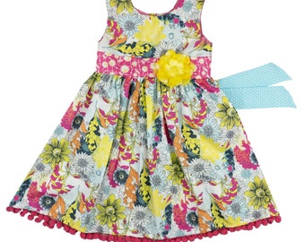 Haute Baby Mystic Garden Sleeveless Casual and Special Occasion Kids Girls Dress -Multicolor