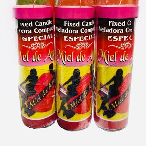 Veladora Conjurada MIEL DE AMOR - Honey of Love Fixed Candle, Love and Passion Spell Candle, amor y pasion