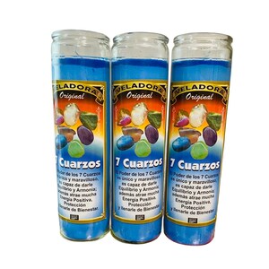 7 CUARZOS Veladora - 7 QUARTZ Candle. Para Limpia, Armonia, Tranquilidad y quita negatividad