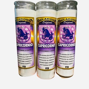3x Set, CAPRICORNIO Veladora Preparada, CAPRICORN Fixed Candles. Zodiac Candles, Veladora del Zodiaco