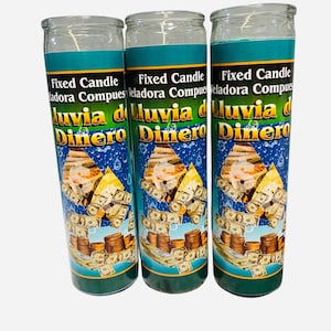 Lluvia de Dinero Veladora Preparada, Money Rain Fixed Candle, Money Drawing