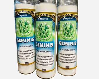 12x Set, GEMINIS Veladora Preparada, GEMINI Fixed Candles. Zodiac Candles, Veladora del Zodiaco