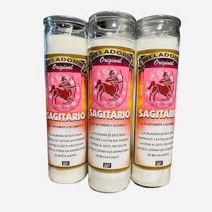 12x Set, SAGITARIO Veladora Preparada, SAGITTARIUS Fixed Candles. Zodiac Candles, Veladora del Zodiaco