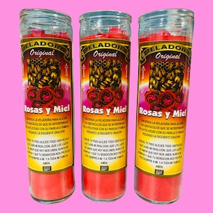 ROSAS Y MIEL Veladora para el amor y fidelidad - Roses and Honey Fixed Candle love spelled candle