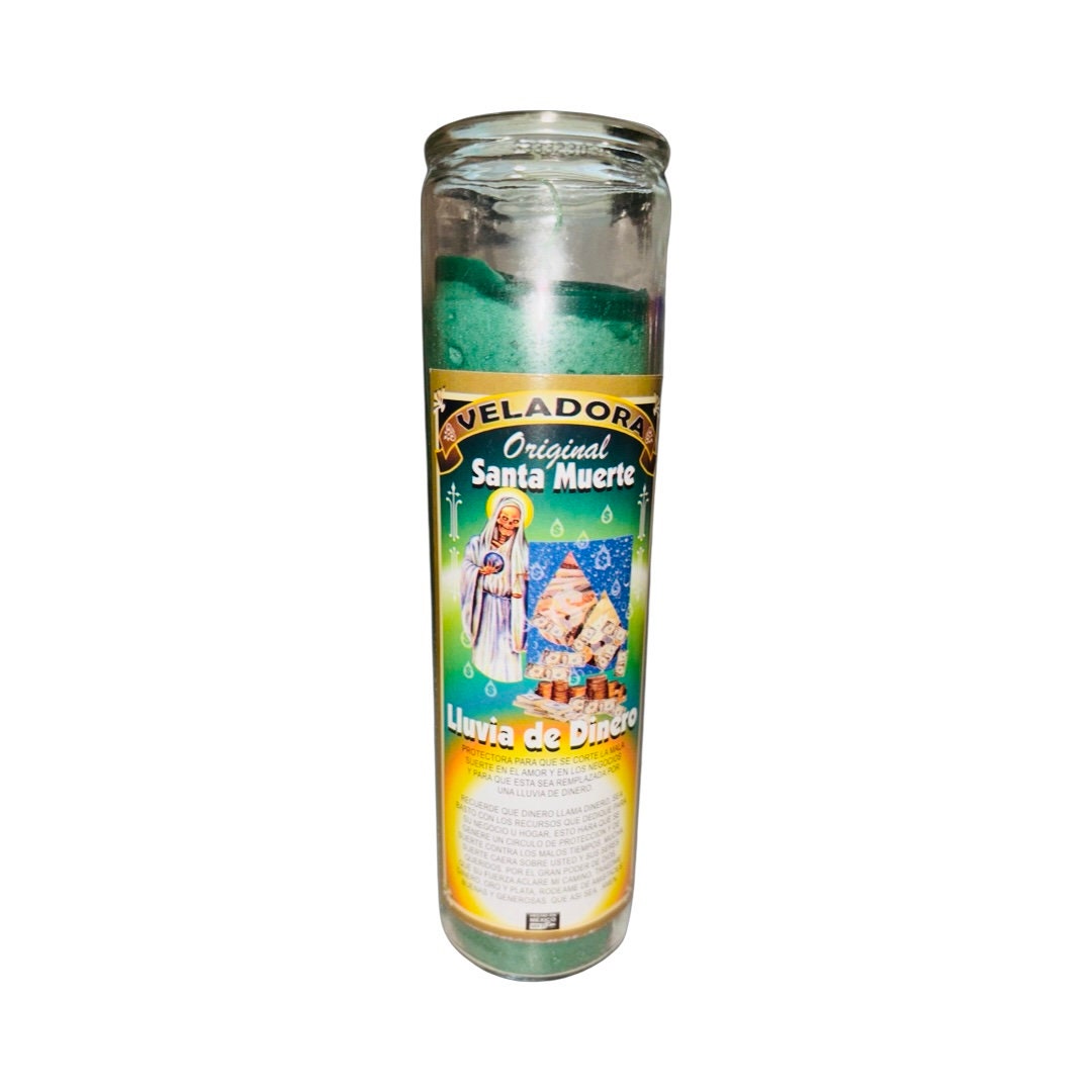 Santa Muerte Lluvia De Dinero Veladora Holy Death Money Rain Candle
