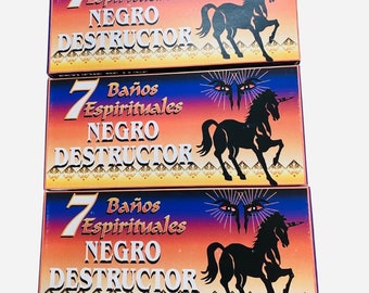 NEGRO DESTRUCTOR - Black DESTROYER, 7 Baños Espirituales y Jabon, 7 Spiritual Baths and soap, limpias y despojos