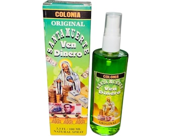 SANTA MUERTE Ven Dinero Perfume Colonia Esoterica Para la Abundancia y Prosperidad - Holy Death Come to Me Money Perfume Cologne