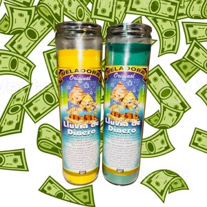 2x LLUVIA DE ORO Veladoras - Money Rain Fixed Candle Prosperidad y Abundancia