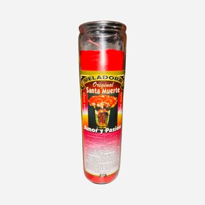 SANTA MUERTE Amor y Pasion Veladora - Holy Death Love and Passion Fixed Candle Santisima Muerte Amarre love spell