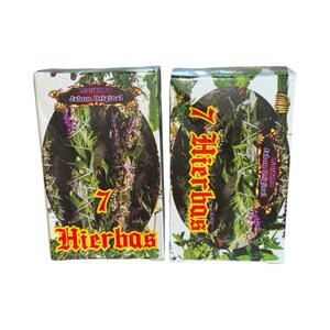 May include: Two boxes of soap with the text "7 Hierbas" in gold lettering. The boxes feature an oval image of herbs and flowers. The top of the box has the text "Legitimo Jabon Original".
