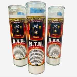 RTN Retira Trabajo Negro Veladora Preparada. Remove Black Magic Candle Spell Breaker, Limpia