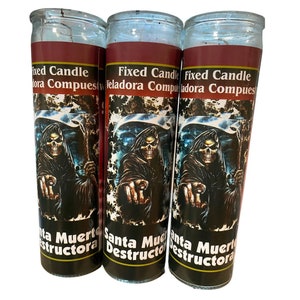 Santa Muerte Negra Destructora Veladora, Holy Death Black Destruction Candle