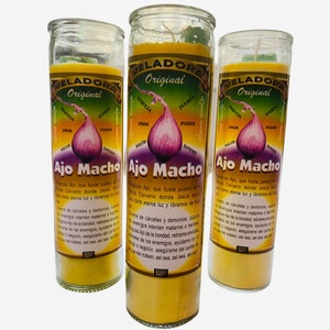 Ajo Macho Veladora Preparada, Male Garlic Fixed Candle Para Exito