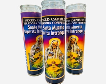 3x set, Santa Muerte Espiritu Intranquilo Veladora Preparada, Holy Death Intranquil Spirit bougies fixes.