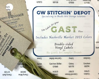 Double-Sided GAST Labels for Bobbins and Drops, Set of 236, Vinyl Stickers for The Gentle Art Sampler Threads