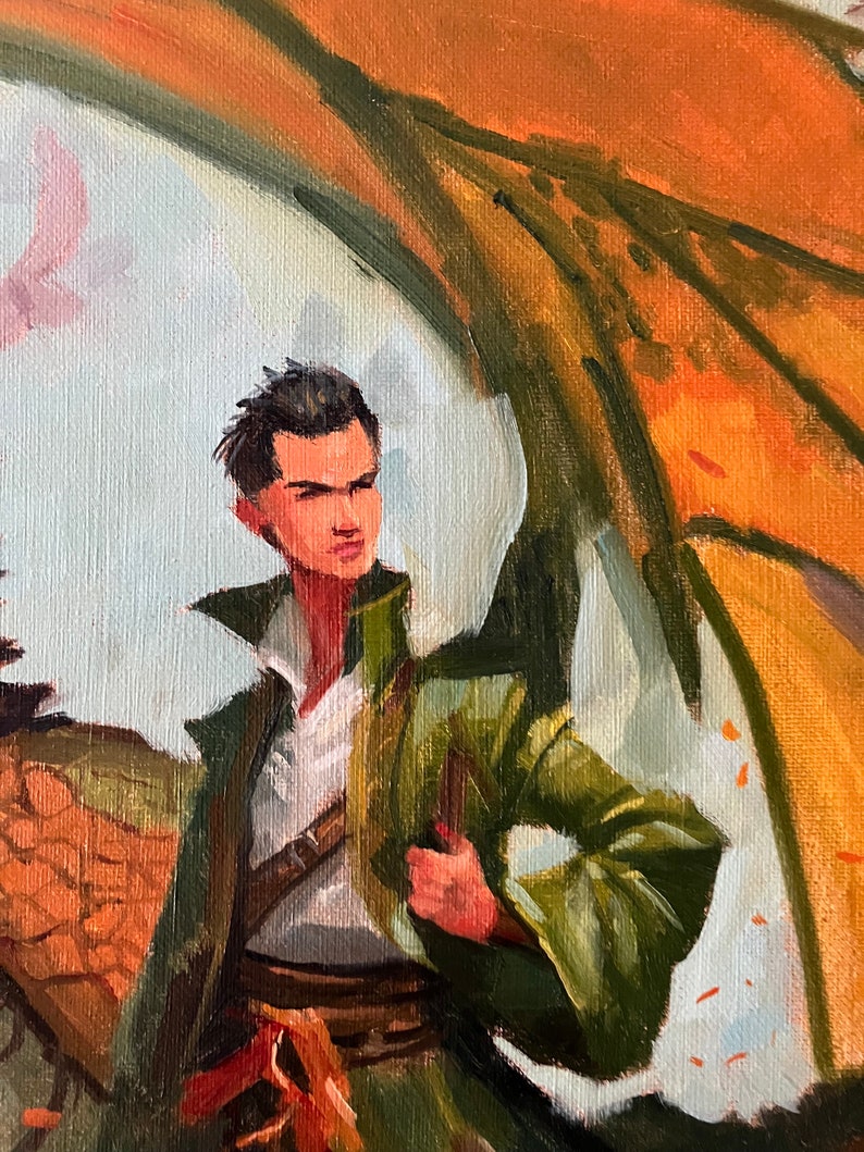 The Dragon Rider original fantasy painting, fine art 16x20 inches image 2