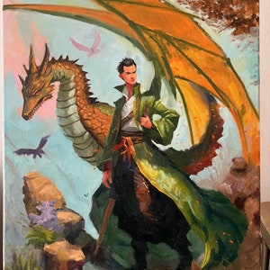 The Dragon Rider original fantasy painting, fine art 16x20 inches image 6