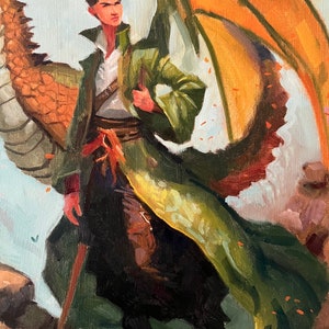 The Dragon Rider original fantasy painting, fine art 16x20 inches image 4